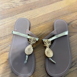 Lilly Pulitzer for Target Gold Pineapple Thong Sandals